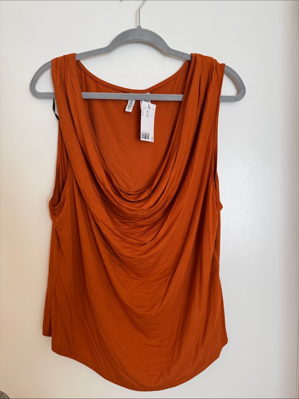 NEW H&M Sleeveless Draped Neck Tank Top - Rust Orange